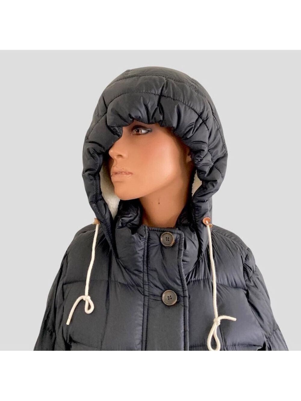 Abercrombie & Fitch Goose Down Sherpa Hoody Puffer Parka Coat Women’s Small - Picture 10 of 10